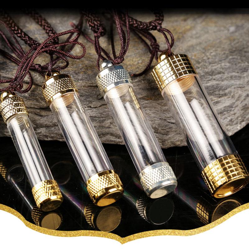 

Pendant Necklaces Gothic Blood Vial Necklace For Couple Lovers Men Women Transparent Glass Bottle Be Opened, Silver