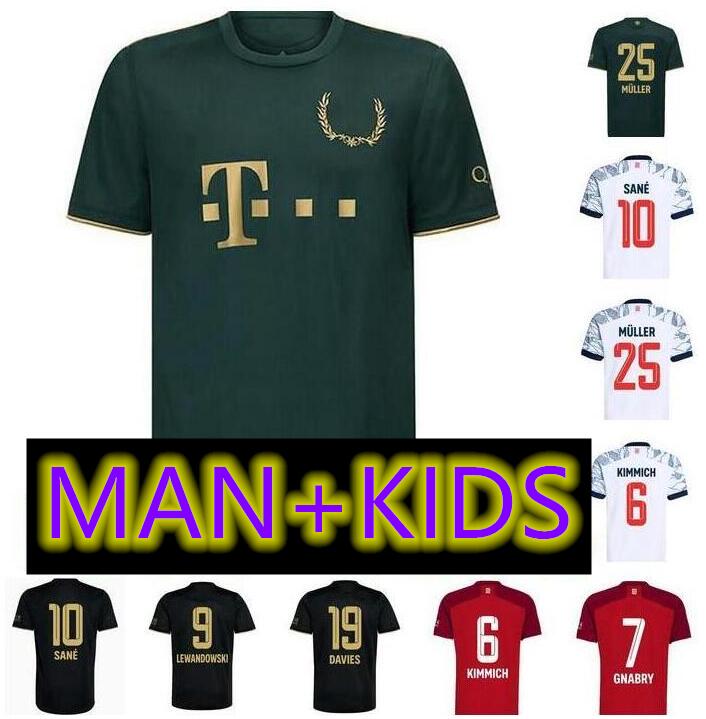 

21 22 FC Bayern soccer jerseys LEWANDOWSKI SANE 2021 2022 Fans Player Version MUSIALA MULLER DAVIES football shirt Men Kids kit, Black;yellow