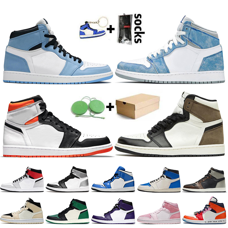 

JUMPMAN Basketball Shoes High OG Air Jordan 1 Retro 1s With Box Women Mens University Blue Hyper Royal Dark Mocha Electro Orange Trainers NIK Airs Jorden Sneakers, #34 university blue 36-46
