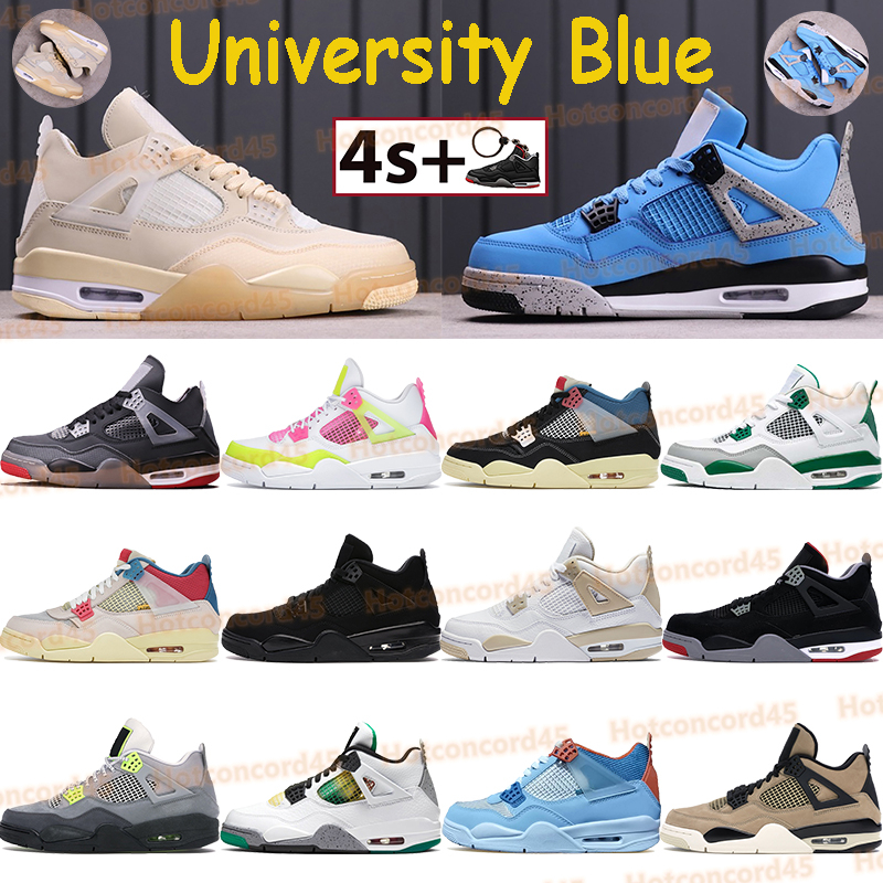 

University blue white x sail men 4 4s basketball shoes bred linen noir guava ice pine green black cat metallic purple sports sneakers, Bubble wrap packaging