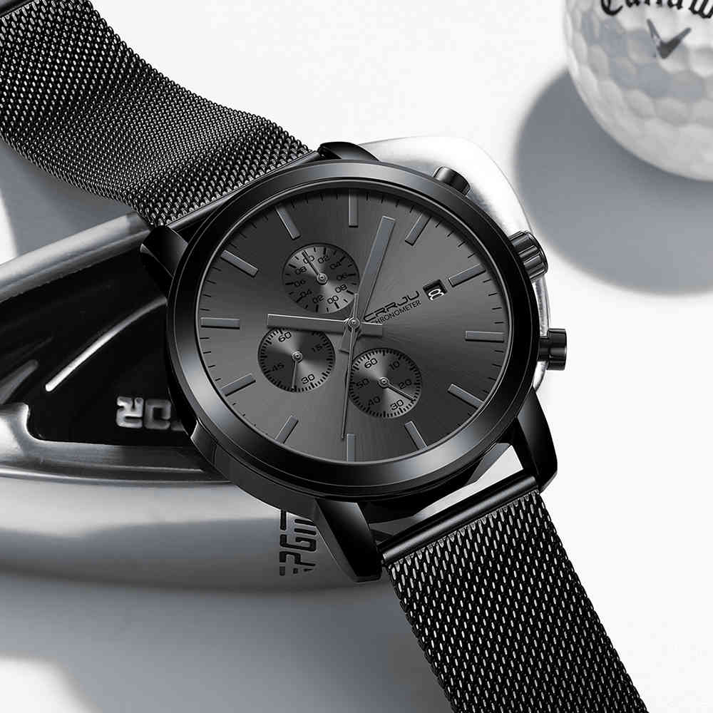 

Men's Casual Watch CRRJU Business Men Stainless Steel WristWatch Men's Military waterproof Date Quartz watches relogio masculino 210517, 2220bk box