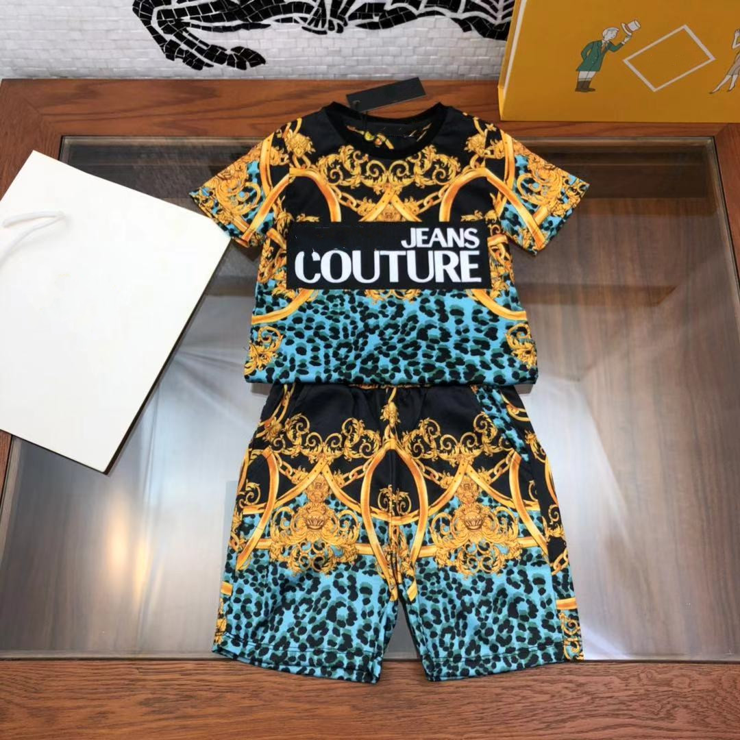 

2021 kids boys summer two PCs sets design vintage floral outfits retail clothes., White