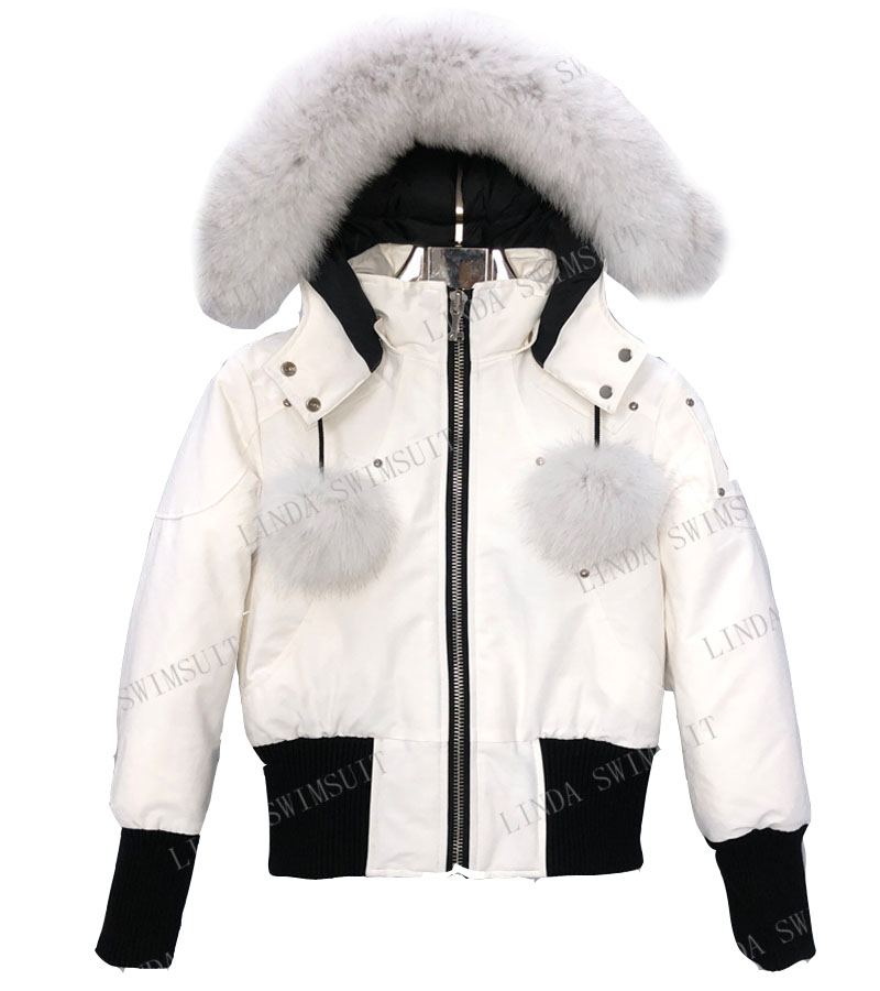 

Men Women designer Down real Top fox fur jackets coat winter outdoor waterproof thickened warm stracket Suit high quality Casual solid color height waist, White