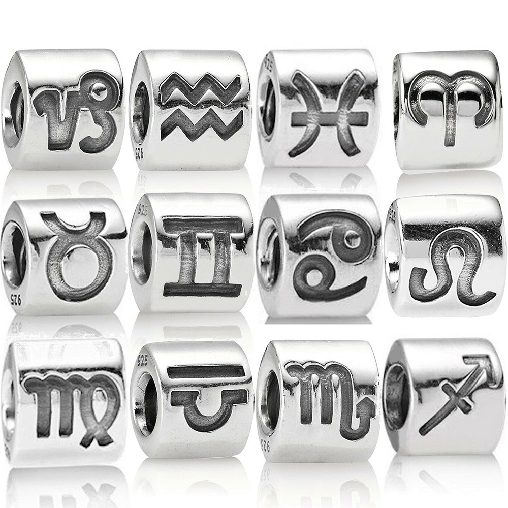 

Memnon Jewelry 925 Sterling Silver12 Constellation Letter Charms Beads Fit Pandora Style Bracelets Diy For Women Gift