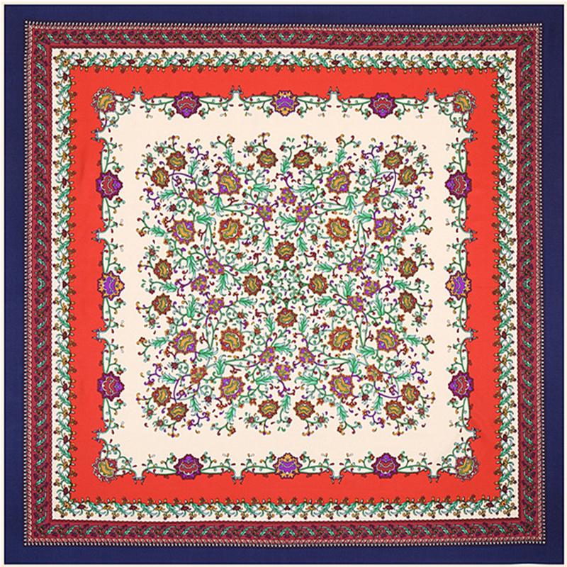 

Scarves Silk Scarf Designer Printed Small Floral Lace Ladies Fashion Big Shawl 100% Natural, Blue;gray