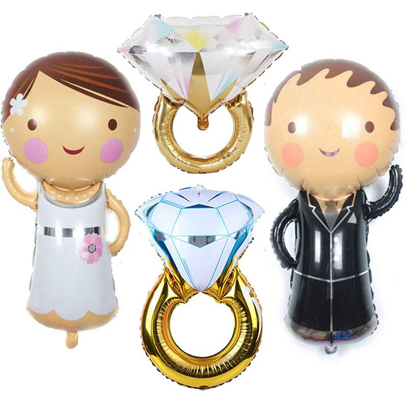 Party Decoration 2pcs Couple Ring Balloon Diamond Rose Gold Bride To Be Letter Bridal Shower Wedding Engagement-image-710928260