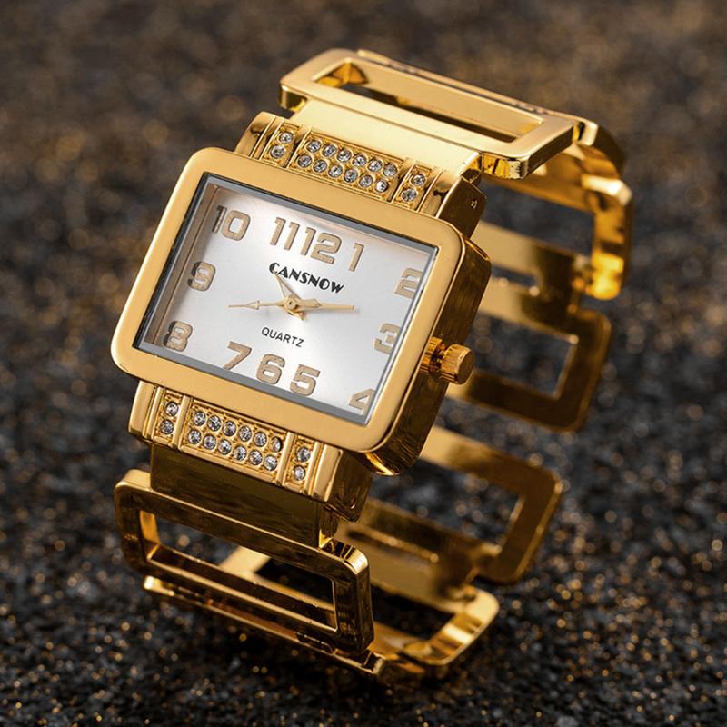 

Wristwatches Women Watches Top Bangle Women's Bracelet Watch Gold Stainless Steel Strap Business Quartz Wristwatch, Gold white