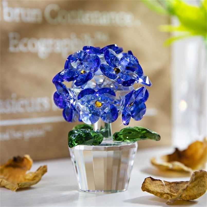 

H&D Crystal Hydrangea Figurine Art Glass Flower Dreams Collection Ornament Paperweight Home Wedding Decor Souvenir Gift For Lady 211108