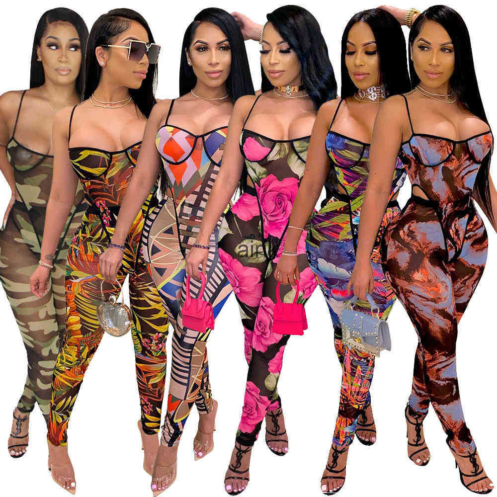 

Women's Jumpsuits & Rompers jumpsuits Fashion Casual Belt Wrap Chest Slim Sexy Printed Sleeveless Leggings Bodysuit 835, Mix or give a list