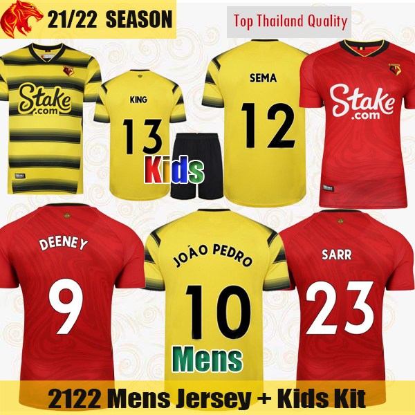

21 22 Watford Soccer Jerseys KING 2021 2022 DEENEY JOAO PEDRO SEMA Football Shirt CHALOBAH GOSLING SARR CUCHO CLEVERLEY Mens Jersey Kids Kit, Kids 2122 away