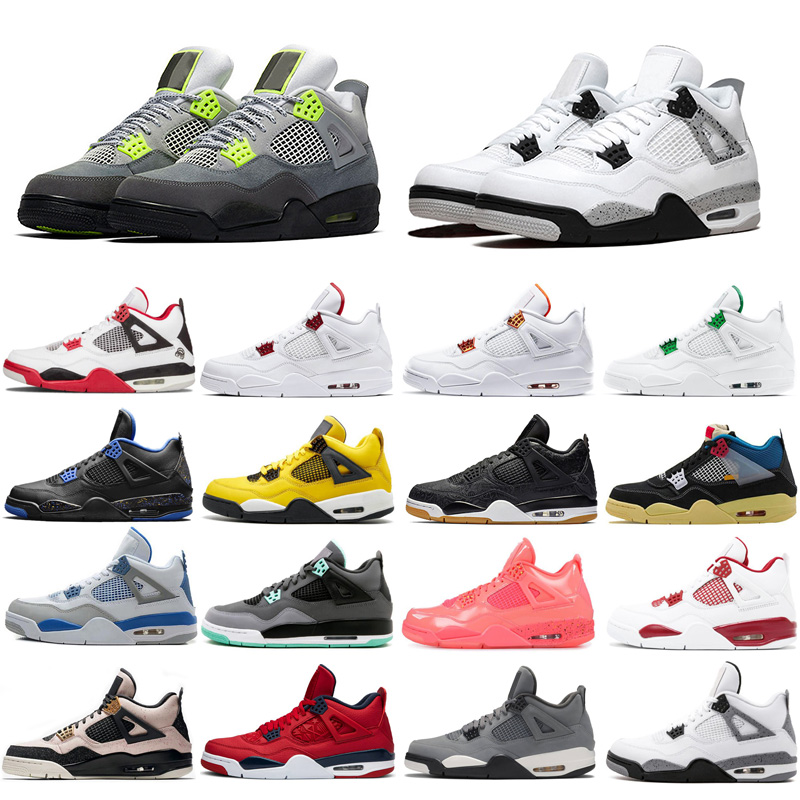 

Green Glow 4 men basketball shoes 4s Pure Money bred cactus jack sneakers Royalty Fire Red sports trainers comfortable, Black cat
