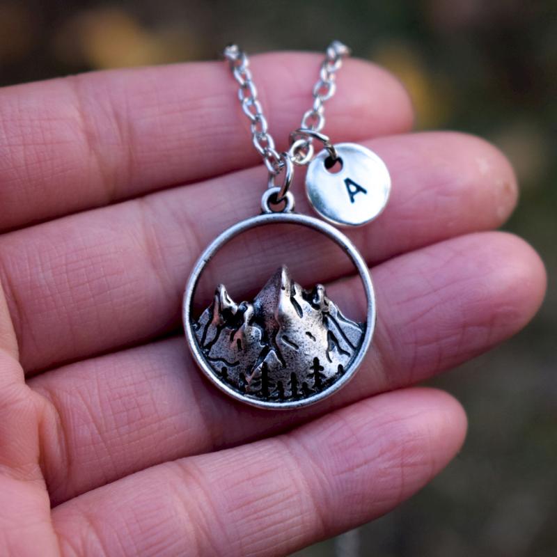 

Pendant Necklaces SanLan 1pcs Let's Get Lost Mountain Necklace Travel Jewelry