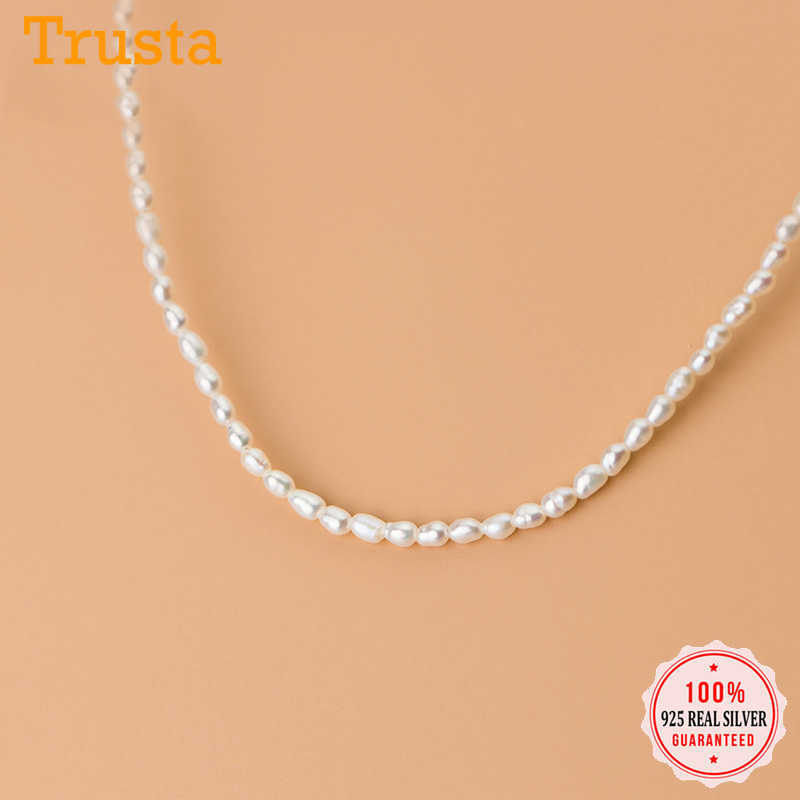 

TrustDavis Luxury 925 Sterling Silver Simple Temperament Pearl Choker Short Necklace For Women Wedding Party S925 Jewelry DA1255