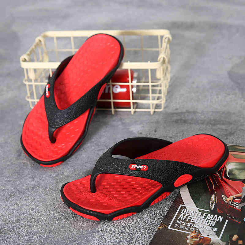 

Summer anti slip clip sandals summer Korean personalized flip flop men's beach sandals men's shoes, Black