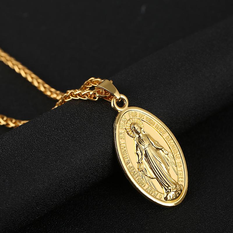 

Pendant Necklaces Classic Virgin Mary Necklace For Cross Medallion Men/Women Christian Religious Jewelry