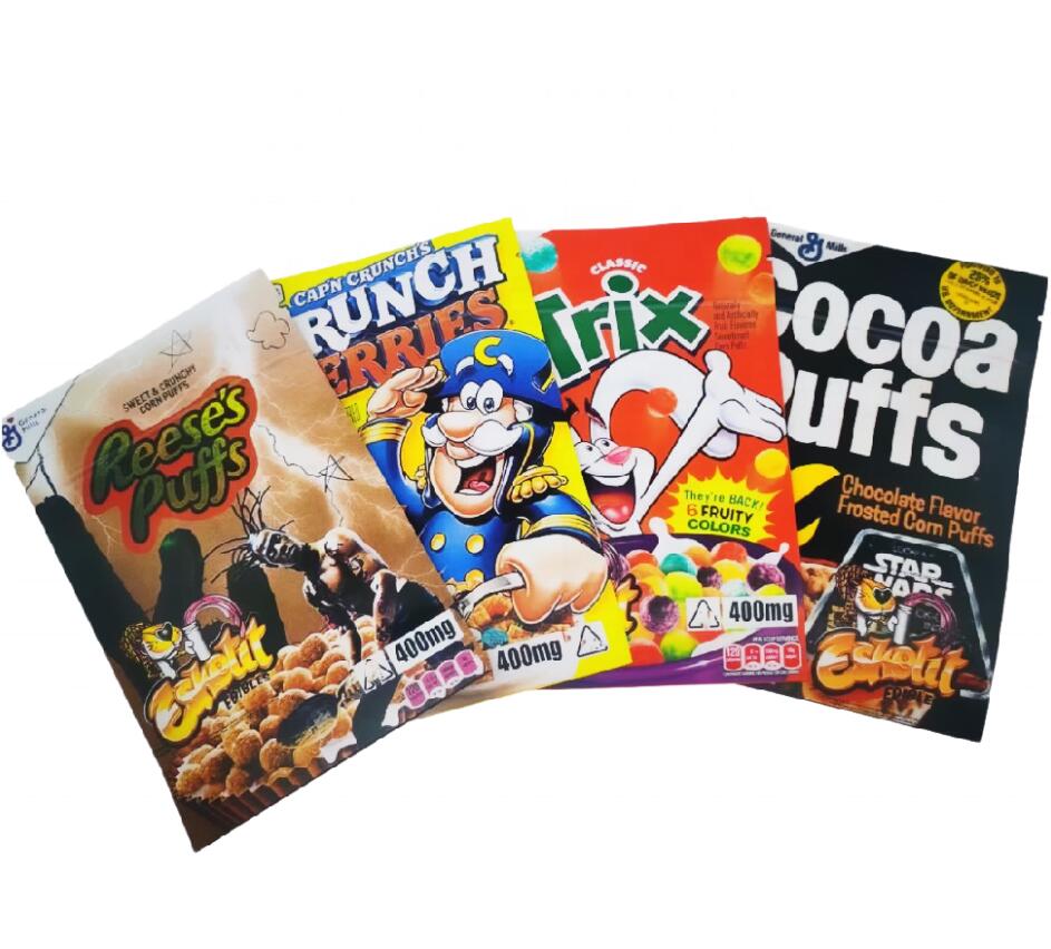 

crunch pouch bag tobacco mylar bags berryies cocoa puffs rees trix edibles packaging rope smell proof sour canna butter doweedos froot loops