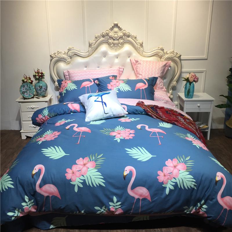 

Flamingos Printed Bedding Set 100%cotton 3/4pcs Twin//King Size Bed Linen Luxury Duvet Cover Flat Sheet Pillowcase Sets