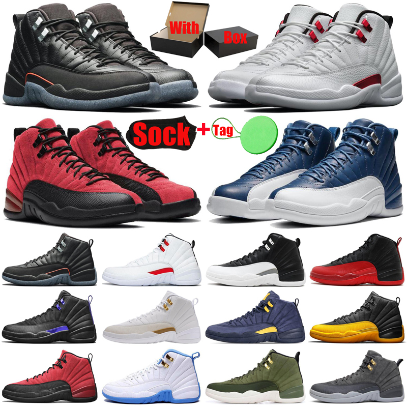 

With Box&Sock&Tag 12 12s men shoes Utility Twist Playoffs Dark Concord flu game mens trainers sports sneakers, #11 fearless
