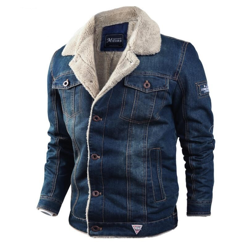 mens fluffy denim jacket