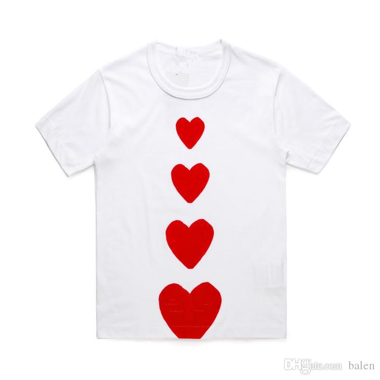 

top quality commes des garcons fashion mens designer t shirt print Red heart Short Sleeve tee Men women clothing cotton for summer, 9#