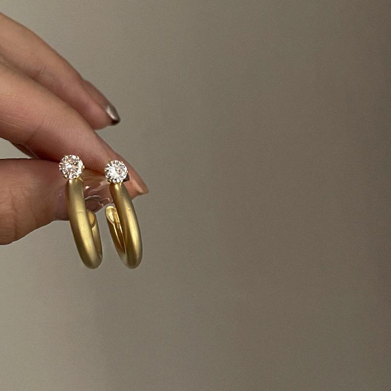 

Stud 2021 Arrival Earrings Fashion Round Metal Women Trendy Simple Cute Elegant Female Jewelry, Golden;silver