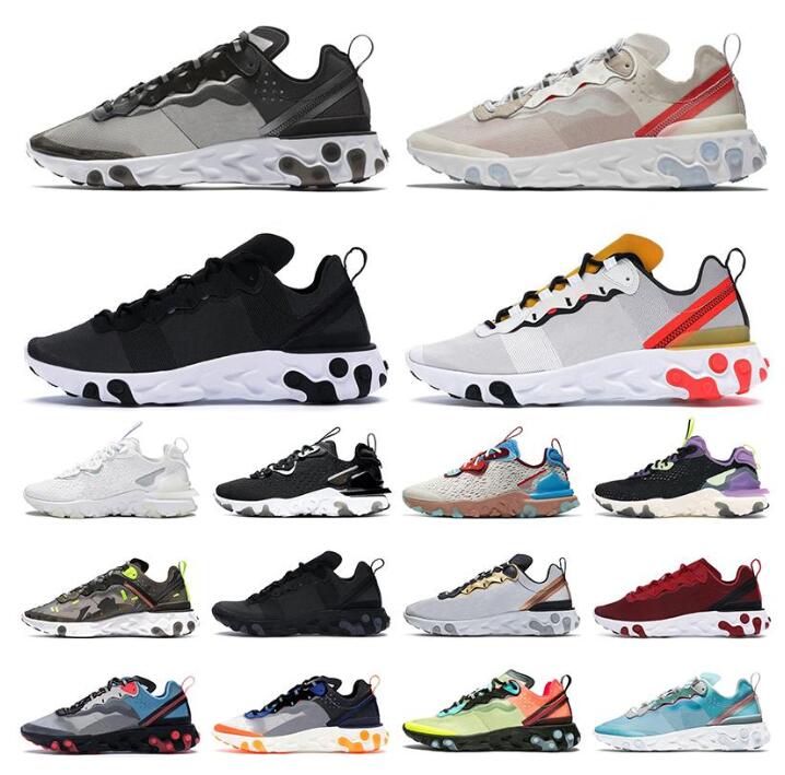

React vision element 87 55 running shoes for men women Light Bone triple black white Crimson Gold mens trainers outdoor sports sneakers