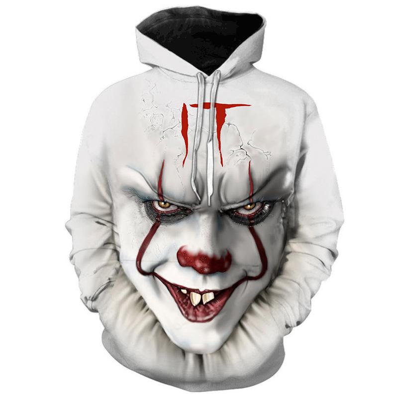

Men' Hoodies & Sweatshirts IT Clown 3D Printed Hooded Chapter Two Thriller Horror Movie Pullover Men Women Fashion Casual Oversized, V2