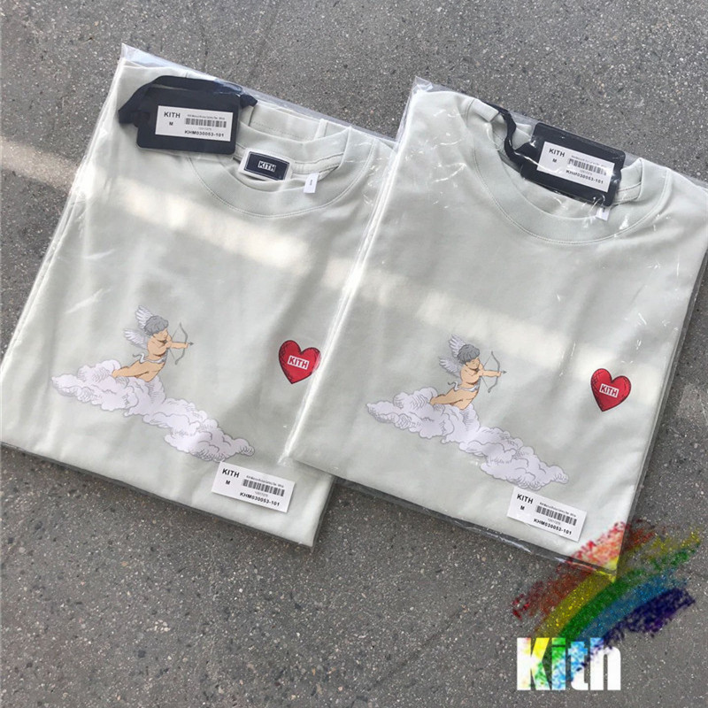 

Men' T-Shirts Heavy fabric 2021ss kith cupid woman' vintage male shirt 1:1 quality topos t short sleeve