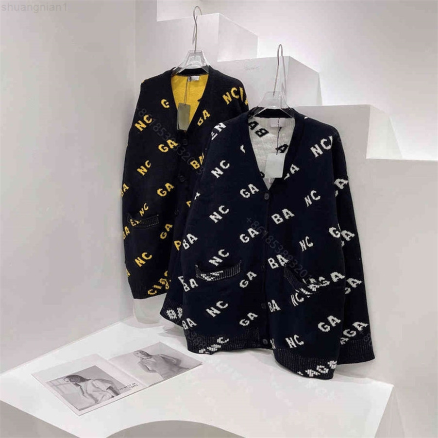 

Brand balaga women knit sweater shirts hoodie designer wool knit hoodies letter logo long sleeve V-neck knit shirt super elastic fashion wom, White;black
