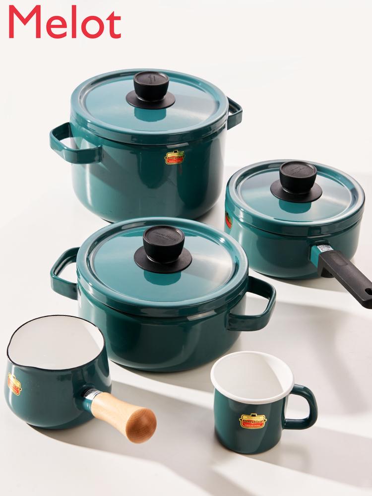 

Enamel Pot Soup Pan Stew Milk Multi-Functional Cast Iron Imported From Japan Bowls