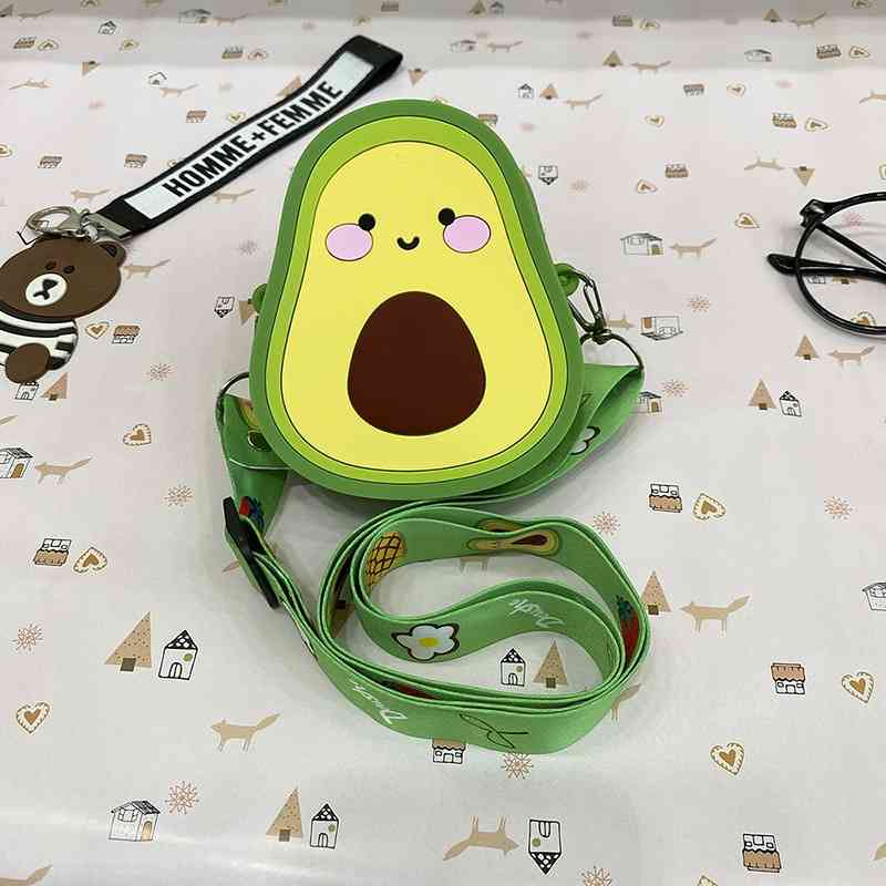 

Children's female creative fruit shape lovely little girl messenger cartoon zero wallet accessories bag tide, Avocado