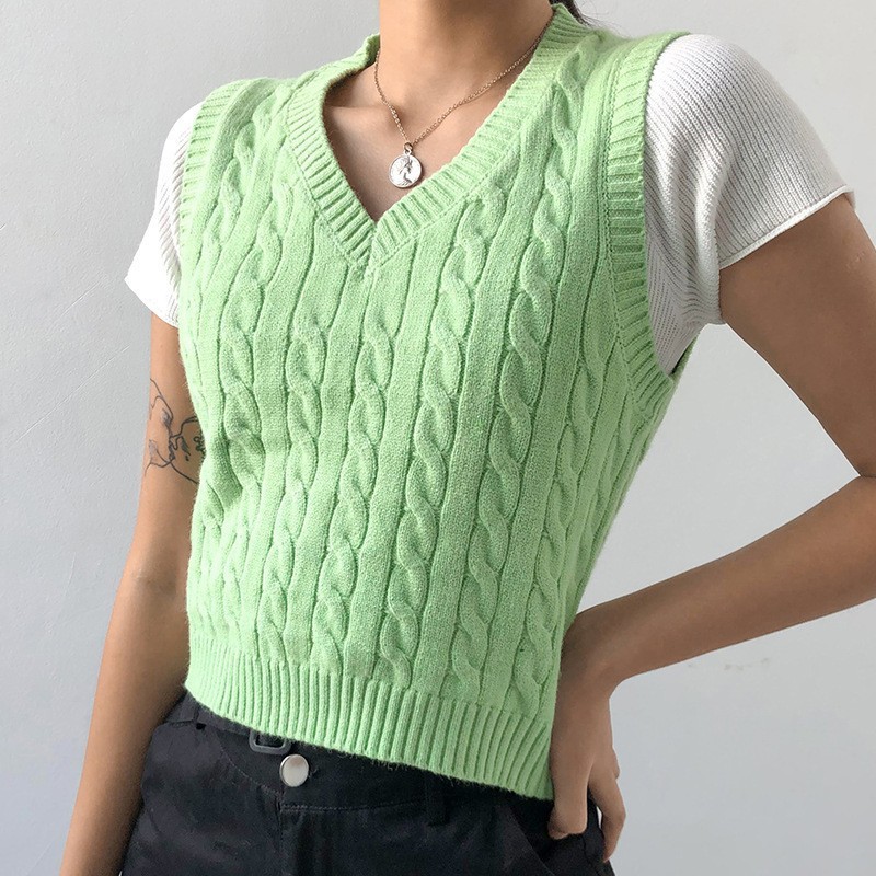 

Women's Vest Knitted Solid Color Basic Casual Chunky Sleeveless Regular Fit Sweater Cardigans V Neck Fall Spring Summer Blue Gray Green Going out, White;black