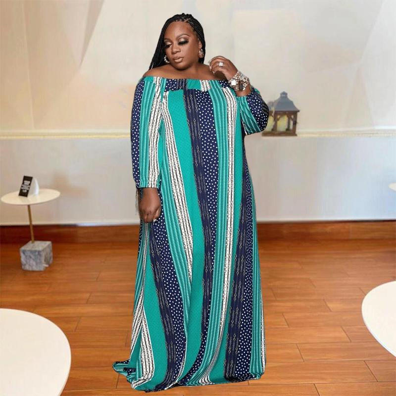 Robe Maxi à manches longues et col Slash pour femmes, grande taille, dos nu, Sexy, épaules dénudées, élégante, vente en gros
