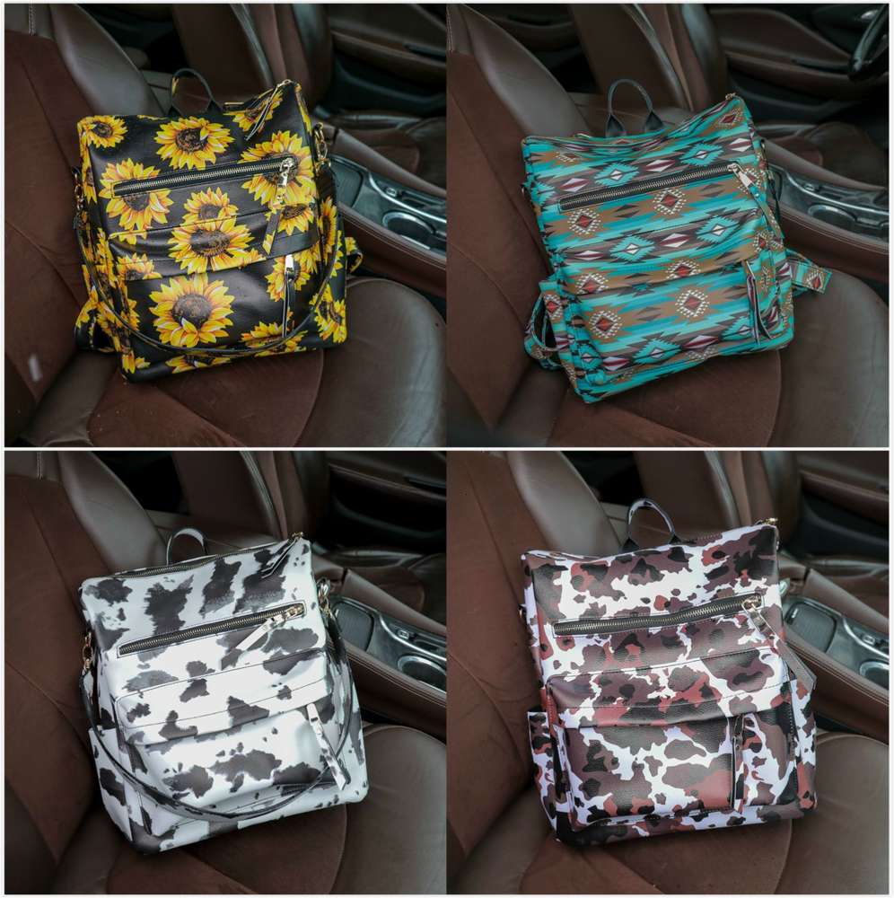 

backpack wind cow sunflower backpack for women's outdoor diaper bag