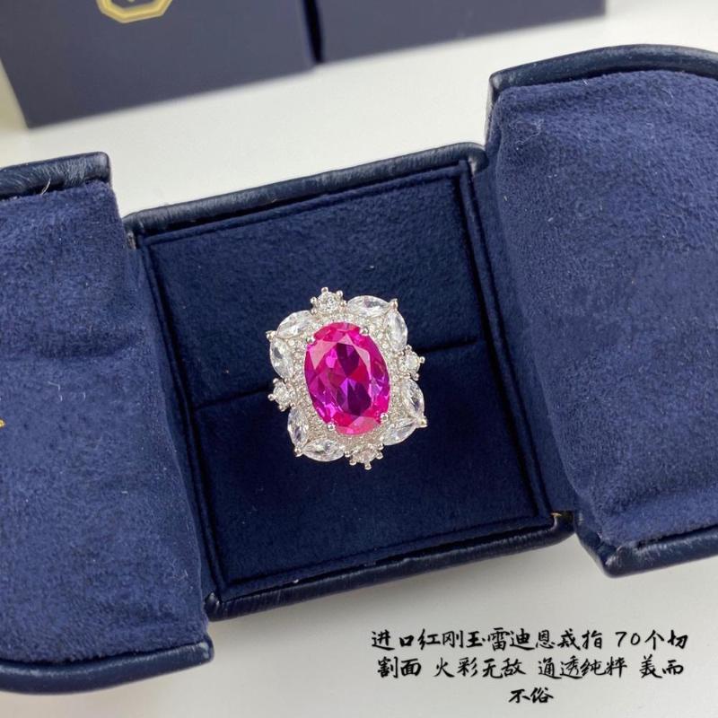 

Cluster Rings Top Quality 925 Sterling Silver Wedding Pink Natural Corundum Party Fashion Wild Noble Ring Jewelry Female Big