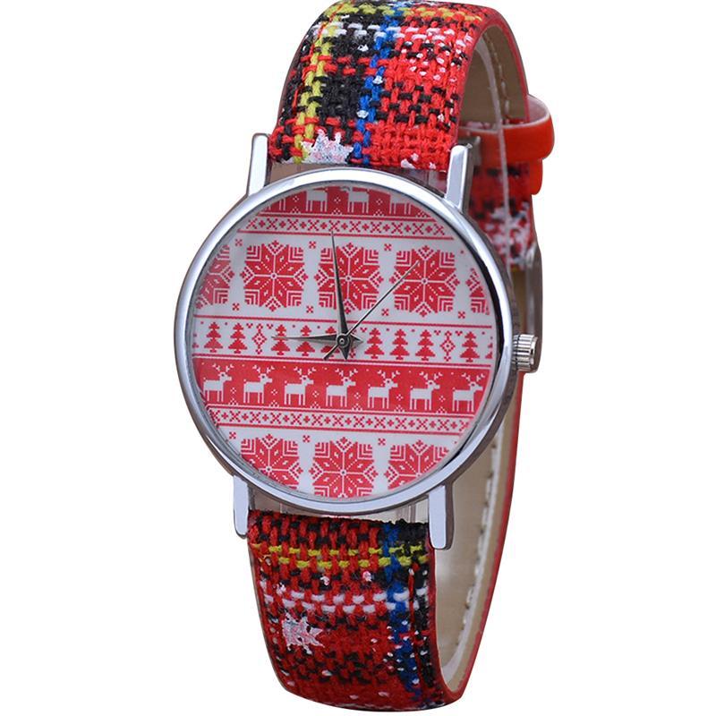 

Wristwatches Fashion Charming Christmas Quartz Watch Women With PU Leather Strap Snowflake Tree Casual Dial 2021, As shown