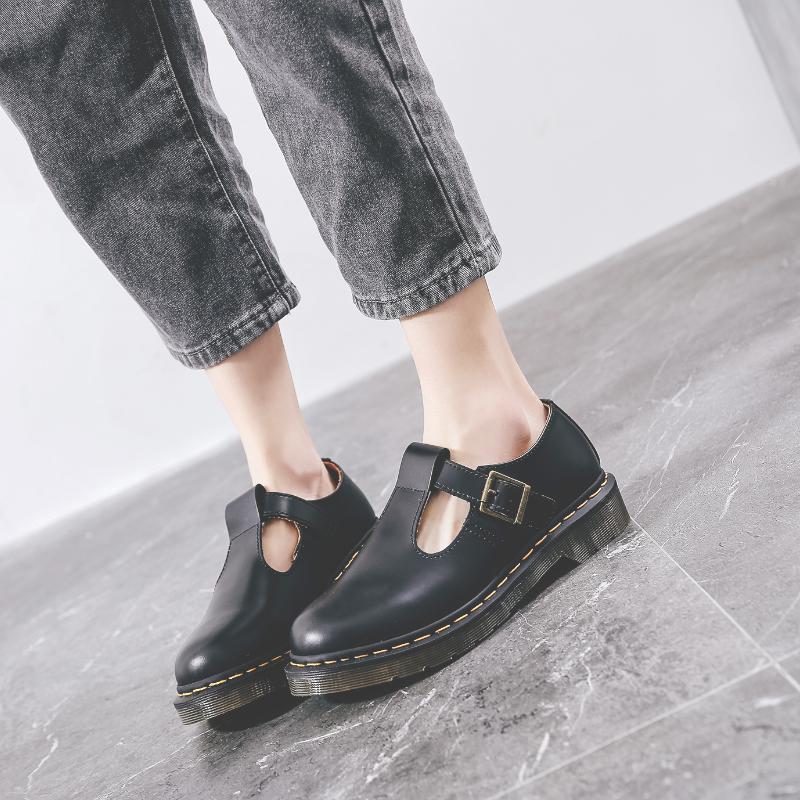 Robe chaussures Mary Jane Femelle T-Sangle Fashion Petit cuir Haute Qualité Metal Buckle Retro British Student Femmes