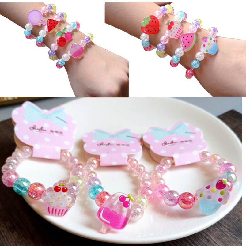 

Girls Bracelet Jewelry Childrens Accessories Kids Accessory Children Flower Bracelets Princess Fruits Cartoon B6060, Mixed colors