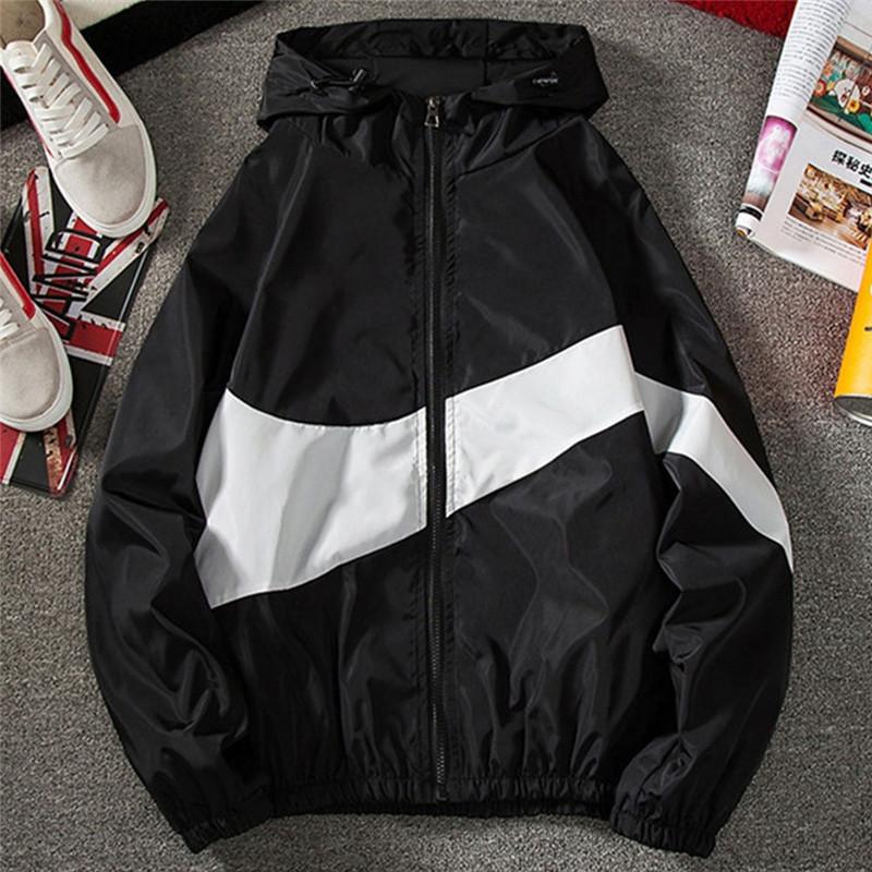 

Men's Jackets Men Spring Fall Long Sleeves Color Block Zipper Hooded Sweatshirts Thin Hoodies Coats Jacket Male Black /White/ Gray Outwear, Black;brown