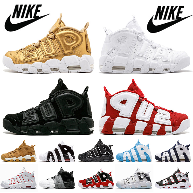 

Supreme x Nike Air More Uptempo Scottie Pippen Basketball Shoes Women Mens Trainers Varsity Red Black Metallic Gold Bulls Hoops Pack Chrome Pinstripe Sneakers, A9 bulls hoops pack 36-47