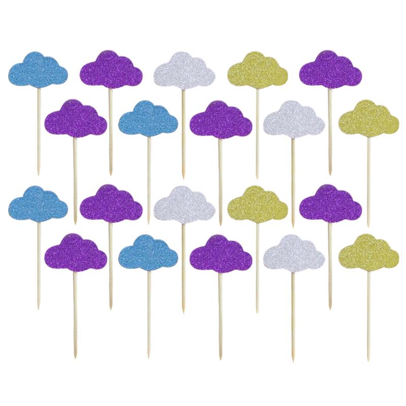 

Other Festive & Party Supplies 20PCS Clouds Decorative Glittering Cupcake Muffin Food Fruit Picks Baby Shower Birthday Favors