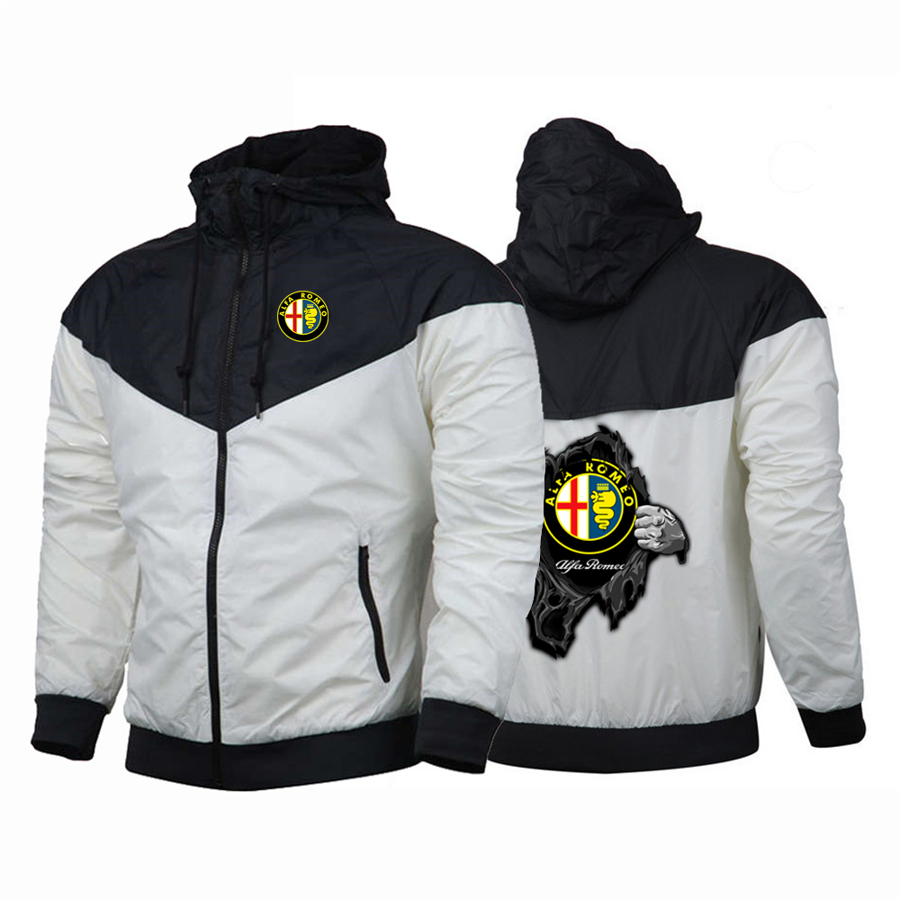 

2020 Mans Alfa Romeo Logo Harajuku Windbreaker Solid Zipper Coats Print Jackets Sport Popular Patchwork Hoodies
