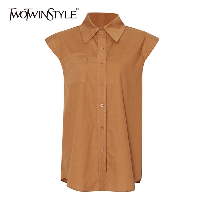 

White Casual Loose Shirt For Women Lapel Sleeveless Ruched Elegant Bloues Female Fashionable Clothes 210524, Gray