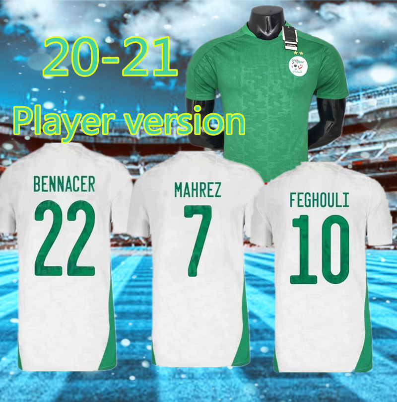 

Fans player version Algerie 2021 home away Soccer Jerseys MAHREZ FEGHOULI BENNACER ATAL 20 21 Algeria football kits shirt men + kids sets ma, Black;yellow