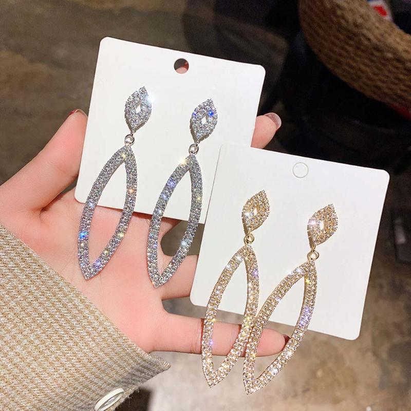 

Dangle & Chandelier Crystal Rhinestone Long Tassel Earrings Oval Shape Big For Women Wedding Bridal