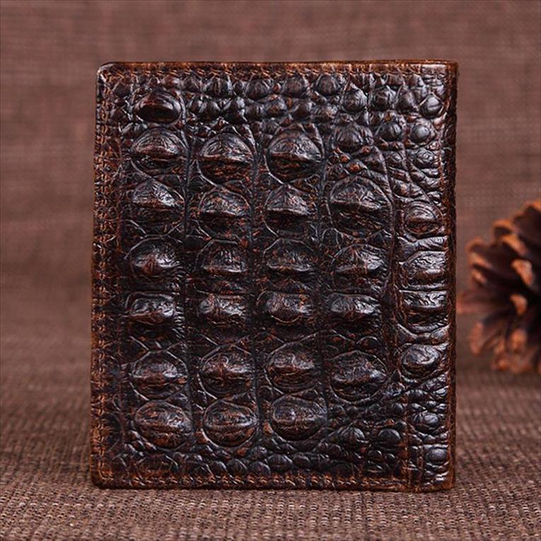 

Leather Crocodile Mens Wallet Casual Skin Male Purse Vintage High Quality Portfolio for Men Designer Cuzdan, Brown