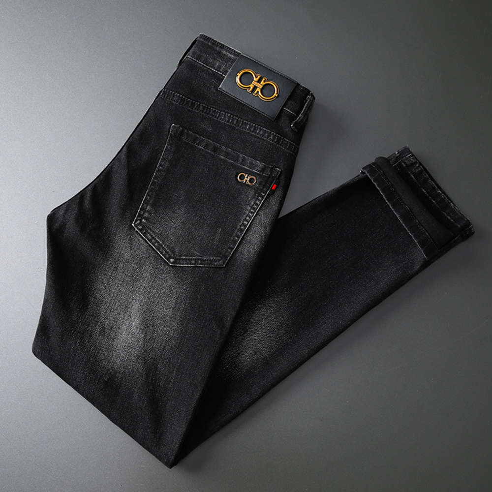 

Autumn Men's Jeans Trousers Cotton Straight Elastic Italy Ferraga Brand Busin Pants Classic Style Denim Male, Blue