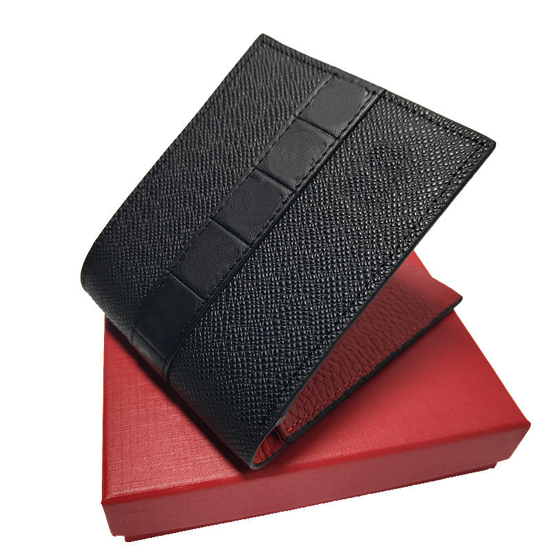 

Italian Men Wallet Cardholder Portable Cash Clip High-quality Leather 8-bit Slot Folding Craft With Box Set, Red;black
