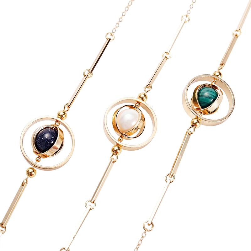 

Link, Chain Elegant Bracelet Fashion Bangles Pearl Malachite Accessories Women Jewelry Blue Sandstone