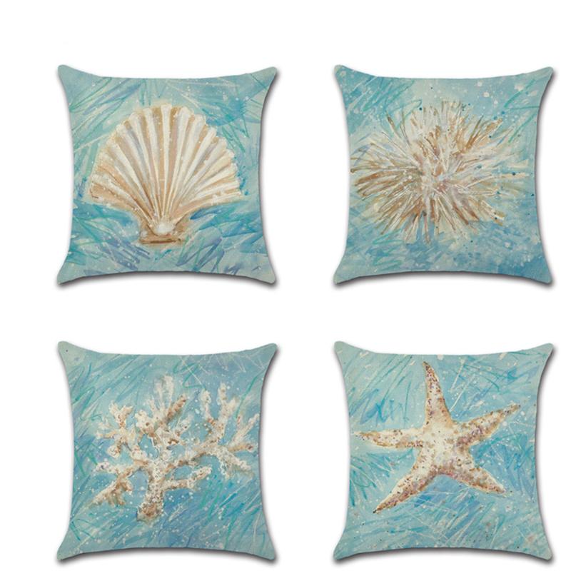 

Cushion/Decorative Pillow Linen Cushion Cover Decorative Ocean Animal Pillowcase 45*45cm Cartoon Animals Case, Style-1